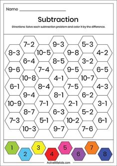 the subtraction worksheet for numbers 1 - 10 is shown in this image