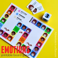 Emotions Printable, Board Games For Adults, Conversation Starters For Kids, Emotions Wheel, Printable Games For Kids