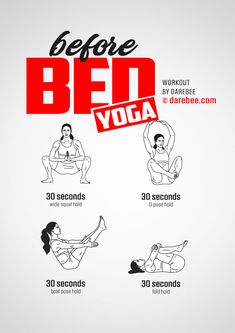 the poster shows how to do bed yoga