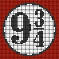 a cross stitch pattern with the letter q in black and white on a red background