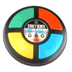 an image of a spinning wheel with the words simon on it and four different colors