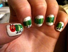 the very hungry caterpillar Animal Nail Art, Nail Art Studio, Cute Nail, Animal Nails, Jamberry Nail Wraps, The Very Hungry Caterpillar, Very Hungry, Very Hungry Caterpillar