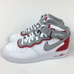 Brand New With Original Box No Lid Nike Air Force 1 Mid '07 Lv8 "Athletic Club" White Gym Red Men's Sz 7.5 Equals 9 White Gym, Nike Air Force 1 Mid, Air Force 1 Mid, Athletic Club, Athletic Clubs, Air Force Ones, Black Running Shoes, Sneakers Men Fashion, Nike Air Force 1