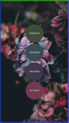 the color scheme for an iphone phone with flowers and leaves in purple, green, blue and