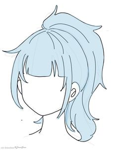 Art Base With Hair And Eyes, Oc Drawing Base With Hair, Simple Anime Hair, Anime Ponytail Drawing, Anime Base Hair, How To Draw A Ponytail, Hair Template Drawing, Anime Hair Sketch, Drawing Base Hair