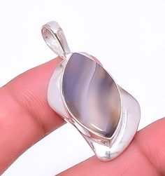 Banded Agate, Agate Pendant, Botswana, Sterling Silver Pendant, Sterling Silver Pendants, Silver Pendant, For Girls, Agate, 925 Sterling Silver