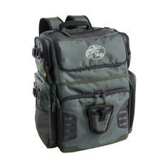 the back pack is green and grey