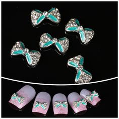 Nail Hall 10pcs 3D Green Bow Tie Nail Art with Bling Rhinestones Diy Nail Decoration Bow tie Bow Tie Nails, Nails Bow, Beauty Nail Salon, America Nails, Bling Rhinestones, Nail Designs Pictures, Green Bow Tie, Nude Nail Designs, Diamond Bows