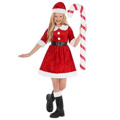 PRICES MAY VARY. Our girls santa claus costume includes a mrs santa claus dress, belt, boot cuffs and santa pom pom hat Our santa outfit comes in 4 sizes; Small, Medium, Large and Extra Large. Please refer to our size chart in the images for further sizing information Spread festive joy with our little miss Santa Claus Costume! Crafted with attention to detail. Features Red velour dress with white fur trimmed collar and pom pom buttons Founded in 2009 by 3 friends with a passion for costumes, we Cute Christmas Outfits For Kids, Christmas Dresses For Kids, Christmas Outfit For Kids, Christmas Dress For Kids, Mrs Claus Dress, Santa Claus Dress, Santa Claus Outfit, Kids Christmas Dress, Mrs Santa Claus