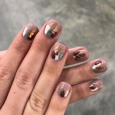 Abstract Nail, Abstract Nail Art, Short Nails Art, Her Nails, Metallic Nails, Nailed It, Minimalist Nails, Nail Polishes