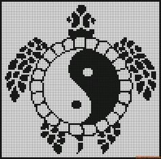 a black and white cross stitch pattern with the yin symbol in it's center