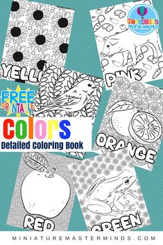 the coloring book for kids that is full of pictures and words to color on it