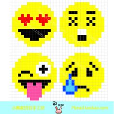 four pixellated smiley faces with different expressions