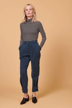 Leanna Pant in Blue · Whimsy & Row · Sustainable Clothing & Lifestyle Brand Trouser Design, High Waisted Mom Jeans, High Waist Fashion, Mom Jean, Sustainable Clothing, High Waisted Denim, Ethical Fashion, Look Chic, Vintage Jeans