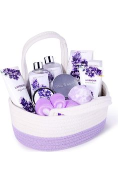 Spa Gift Baskets for Women, Body & Earth 10 Pcs Lavender Bath Gifts Set, Birthday Gifts for Women, Relaxing Home Spa Kit with Shower Gel, Bubble Bath, Bath Bomb, Body Lotion and More. #giftideasforwomen #birthdaygiftsforwomen #valentinesdaygift Lavender Body Lotion, Spa Basket, Lavender Spa, Scrub Corpo, Lavender Gifts, Gift Baskets For Women, Earth Gift, Spa Gift Basket, Bath Gift Set