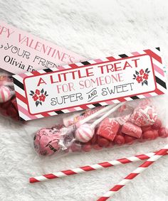 valentine's day candy bar wrappers with red and white striped straws