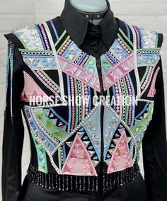 Pink, Green, Blue and Black Western show Vest, Showmanship, Horsemanship, Western pleasure Rodeo Queen Jacket set For Sale. Unveiling our Brand New Jacket and Vest done by the professionally tailor. Each and Every design made with the proper pattern, So that it wouldn't go to the wrong direction and haven't make you feel the clumsiness and tightened. We also set the seam from all sides of the corner for making the future alteration as we must not be forget to mention about the cloth that we use Showmanship Jacket, Western Show Clothes, Western Show Shirts, Show Jackets, Rodeo Queen, Western Pleasure, New Jacket, Swirl Pattern, Blue And Black