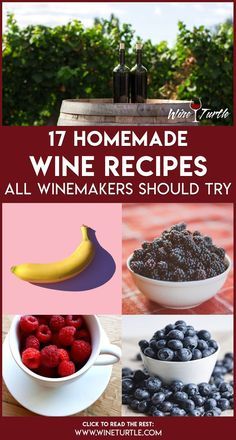 an image of homemade wine recipes with raspberries and blueberries in the bowl