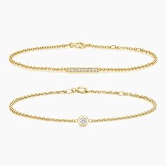 The Minimalist Diamond Bracelet Set Diamond Bar Bracelet, Gold Bracelet Set, Bar Bracelet, Bracelets Gold Diamond, Diamond Bar, The Minimalist, Brilliant Earth, Bar Bracelets, Bezel Diamond