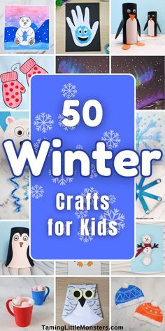 the words 50 winter crafts for kids are shown