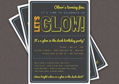 this is an image of a glow birthday party card with the words it's time to celebrate so glow