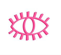 an eye with the letter o in it's center and pink lines around it