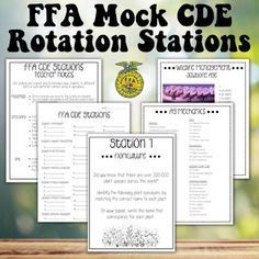 the ffa mock mock questions for rotary stations are shown in three different styles and colors