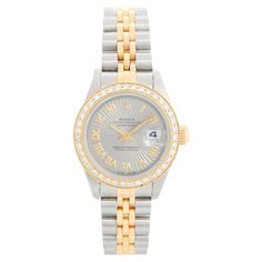 Rolex Datejust 2-tone Steel & Gold Ladies Watch 79173 - Automatic winding, 29 jewels, Quickset date, sapphire crystal. Stainless steel case with custom diamond bezel (26mm diameter). Gray Slate dial with Roman numerals . Stainless steel and 18k yellow gold Jubilee bracelet. Pre-owned with custom box Diamond Watches With Date Indicator For Anniversary, Silver Diamond Watch With Date Indicator, Luxury Diamond Watch With Date Indicator For Anniversary, Bezel Diamond, Ladies Watch, Rolex Datejust, Roman Numerals, Custom Boxes, Sapphire Crystal