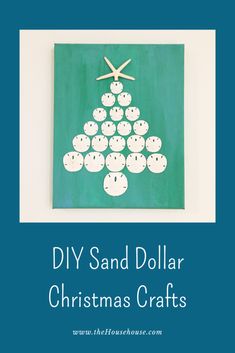 a christmas tree made out of dollar bills on a green background with the words diy sand dollar christmas crafts