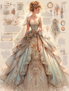 Gaun Abad Pertengahan, Prom Elegant, Dreamy Gowns, Gowns Elegant, Dress Design Drawing, Old Fashion Dresses, Clothing Design Sketches, Fantasy Dresses, Anime Clothes