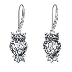 PRICES MAY VARY. 【Owl Animal Earrings Design】This hollow owl earring with the tree of life is unique, symbolizing wisdom and vitality, standing strong no matter what the difficulties, help you regain independence and confidence.Owl earrings is elegant, charming and classic, suitable for any gifting occasion. 【High Quality Material】Owl earrings for women dangle is made of S925 sterling silver.Hypoallergenic, nickel-free, lead-free, cadmium-free. Safe for sensitive skin,best owl gifts for owl love Owl Animal, Sterling Silver Owl, Owl Gifts, Presents For Women, Owl Earrings, Earrings Design, Owl Jewelry, Owl Lovers, Animal Earrings