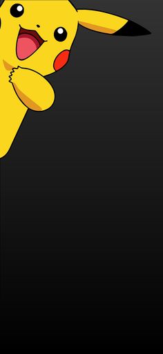 a cartoon pikachu with its mouth open and tongue out, standing in front of a black background