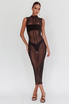 Ciera Sheer Maxi Dress Black by Selfie Leslie Pink Dress Shoes, Bodycon Design, Sheer Maxi Dress, Brunch Dress, Costume Inspo, Maxi Dress Black, Glam Girl, Dress Bodycon, Iron Material