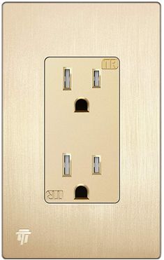 an electrical outlet with two outlets on each side and one light switch in the middle