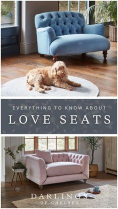 two different couches with the words everything to know about love seats