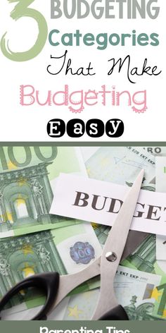 a pair of scissors sitting on top of money with the title 3 budgeting caregiies that make budgeting easy