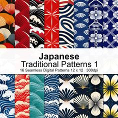 an assortment of japanese traditional patterns