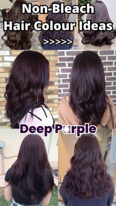 Non Bleach Hair Color, Deep Purple Hair Color, Deep Purple Hair, Bleach Hair Color, Bleach Hair, Purple Hair Color, Hair Color Purple, Bleached Hair, Hair Color Ideas