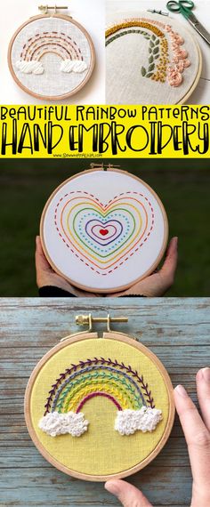 hand embroidery patterns and instructions to make rainbows