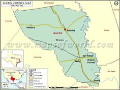 a map of the state of texas with roads and towns on it's sides