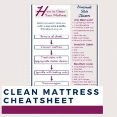 the clean mattress sheet is shown with instructions for how to clean it and how to use it