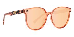 A transparent peach frame, polarized champagne lens, and matching tie-dye pattern at the temples? Yeah, it can’t be denied: 'Flame Mingo' burns bright. These progressive, oversized cat eye sunglasses are made for standing out. Rock these with the utmost confidence! // Details: Gender: Women Frame: Crystal Peach Lens Color: Polarized Champagne Mirrored UV Rating: 100% UV Protection Fit / Size: Large Vibe: Progressive In the Box: Microfiber Pouch & Sticker Pack Blenders Sunglasses, Champagne Mirror, Blenders Eyewear, Sunglasses Polarized, Tie Dye Patterns, Polarized Lenses, Sticker Pack, Sunglass Frames, Polarized Sunglasses