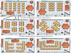 four different tables and chairs are shown in the same diagram, each with an individual's own table