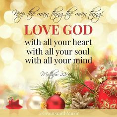 a christmas card with ornaments and the words, i am grateful to you love god