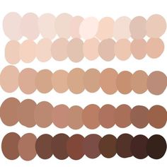 different shades of brown and pink are arranged in the shape of ovals on a white background