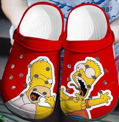 The Simpsons On Red Pattern Unisex Classic Clogs For Fans Unisex Gifts 2024 – Gift for Men Women Introducing the Crocband Clog, Shoes Crocs, Crocs Crocband, Crocs Classic Clogs, Wooden Shoes, Red Pattern, Unisex Gifts, Crocs Shoes, Clogs Shoes