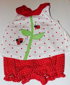 VTG Toddler Lady Bug Red and White Polka Dot Girl Spring Summer Romper Suit back Zippered Faux Attached Dress - SZ 24M  Darling cotton Spring Summer romper set.  Size: 24M Cute Polka Dot Cotton Set, Cute Polka-dotted Cotton Set, Cute Red Sets For Spring, Cute Polka Dot Sets For Spring, Cute Polka Dot Spring Sets, Romper Suit, Lady Bug, White Polka Dot