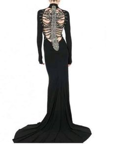 Stunning dress...The Scorpion Dress!!!! Halloween Wedding Dresses, Skeleton Dress, Goth Wedding, Viscose Dress, Rock Chic, Gothic Wedding, Long Black Dress, Dark Fashion, Black Wedding