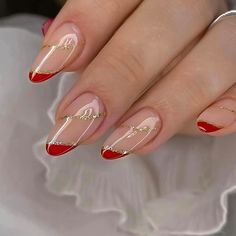 PRICES MAY VARY. 【Service Guarantee】If you have any questions about this red press on nails, please feel free to contact us by Email. In case of transportation damage or quality problems, REPLACEMENT guarantee is provided. 【Eco-Friendly】Our medium fake nails are made of environmentally friendly ABS resin material, which is non-toxic, tasteless and environmentally friendly. 【Package Contents】24 PCS Press on Nails & A Nail File & Jelly Glue Stickers.(Durability of jelly glue is NOT as good as liqu Pink Stiletto Nails, Red Christmas Nails, French Acrylic Nails, Fake Nails With Glue, Almond Acrylic Nails, Christmas Nails Acrylic, Stick On Nails