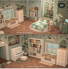 the interior of a doll house with furniture and decor